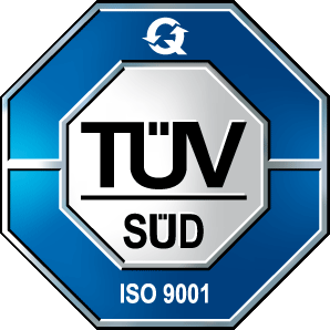 TÜV-SÜD-Prüfzeichen: Qualitätsmanagement zertifiziert nach ISO 9001